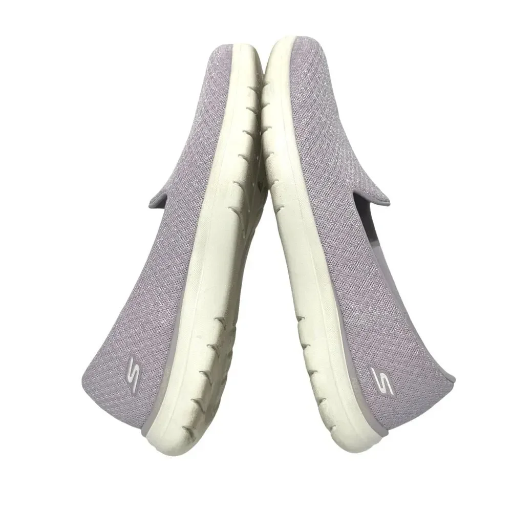 Skechers Women’s Size 9 M Lilac Sparkle Go Walk Goga Mat Slip On Knit Shoes - Picture 9 of 11